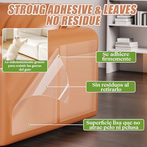 Cat Sofa Scratch Protector, 20 cm x 3 m – Sofa Protector for Cats Scratches, Sofa Protector for Cats, Dog Scratches Door Protector with 10 Nails and Scraper, Transparent Film Self-adhesive