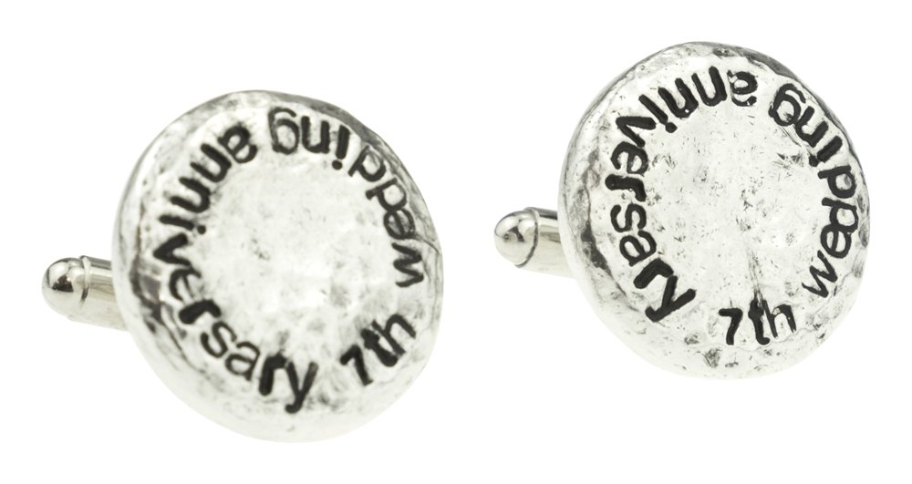 7th Wedding Anniversary Hammered Cuff-links for Husband, 7th Anniversary Gift Idea & Keepsake