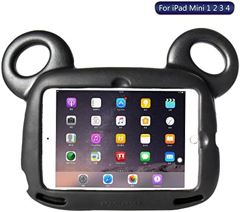 iPad mini 4 Case, iPad Mini Case, TRAVELLOR Kids Proof Impact Resistant Protective Cover Case with Stand- Cute Bear Design for iPad mini 1 2 3 4 (Black)