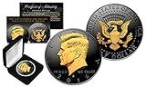 Black RUTHENIUM 2016 D MINT JFK Half Dollar US Coin w/ 2-SIDED 24K GOLD FEATURES