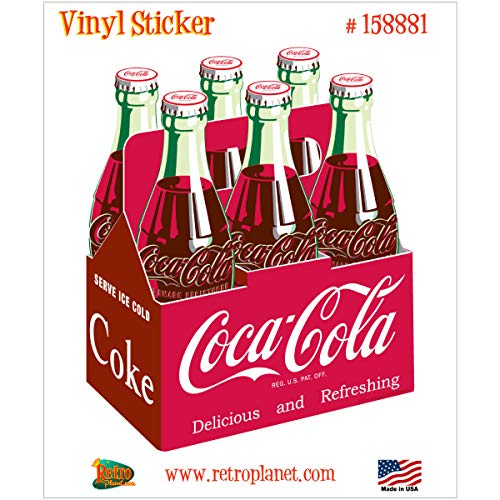 Retro Planet Coca-Cola Classic Six Pack Vinyl Sticker Vintage Style Decal - //coolthings.us