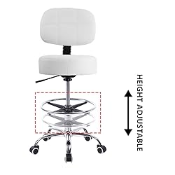 KKTONER Swivel Round Rolling Stool PU Leather with