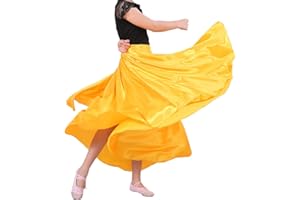 SANCAN Professional Girls Belly Latin Dance Training Skirt - Dance-Specific Full Flowy Circle Ankle-Length with Elastic Waist
