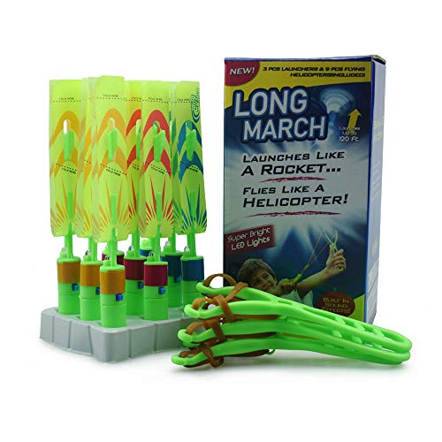 FAFA1808 Rocket Whistle Slingshot Finger Copter Led Toy Rocket (1 Box, Green)