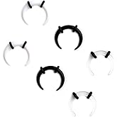 Ruifan 3prs Acrylic C Shape Pincher Tapers Septum Buffalo Taper Expander Pierced Nose, Nipple or Earring Ring with Black O-Rings 14G-4G