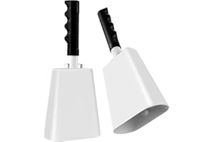 Defabee 10 Inch Cow Bell with Handle, 2 Pack Cheering Cowbells for Sporting Events, Loud Noise Makers for Football Games, Party, School, Farm, Percussion Musical Instruments