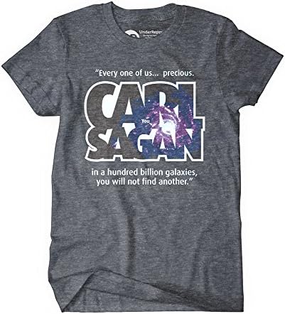 "Carl Sagan Perspective" Men's Charcoal Crew Neck T-Shirt by UnderRepped