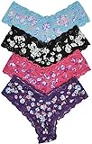 ToBeInStyle Women's Pack of 4 Women's Tanga with Bows and Lace