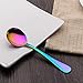 Rainbow color Soup Spoons, Stainless Steel Round Spoons, Set of 6 (Soup Spoon)…