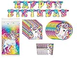 Lisa Frank Majesty Birthday Party Supplies Bundle Pack for 8; Banner, Table Cover, Plates, Napkins, & Cups