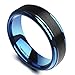 King Will Duo 8mm Black Brushed Blue Tungsten Carbide Wedding Band Ring Polish Finished Comfort Fit