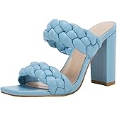 VETASTE Women's Braided Chunky Heel Open Toe Sandals