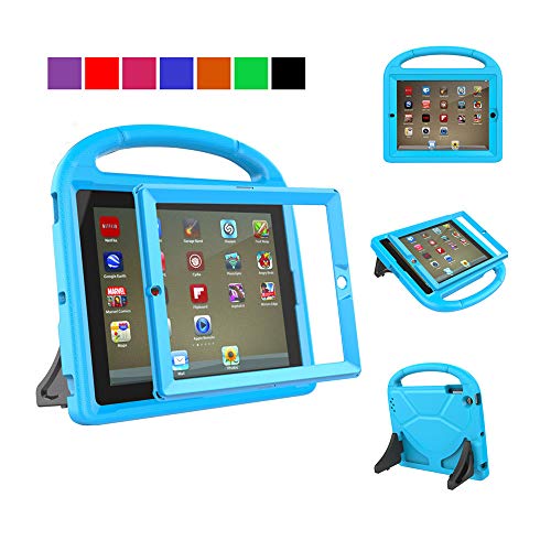 MENZO Kids Case for iPad 2 3 4, Light Weight Shockproof Handle Stand Kids Friendly Case with Built-in Screen Protector for iPad 2, iPad 3rd Generation, iPad 4th Generation Tablet, Blue