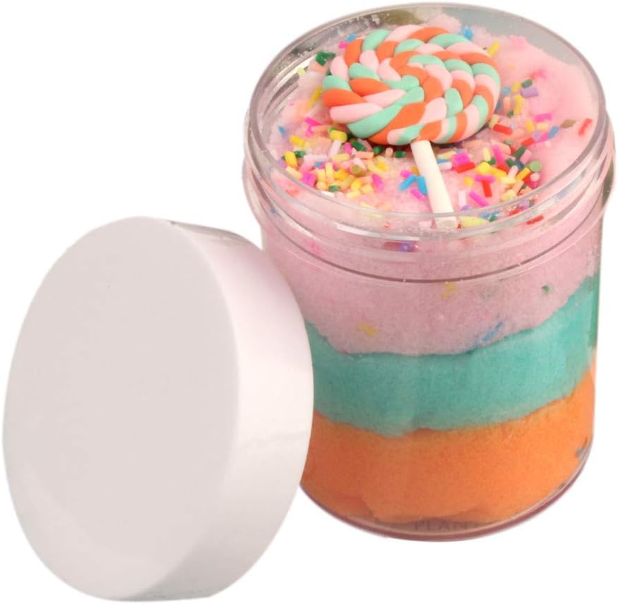 Dkings Jumbo Birthday Candy Cake Fluffy Cloud Slime Scented Therapeutic Putty Cotton Candy Slime Supplies Stress Relief Toy Scented Sludge Toy (A)