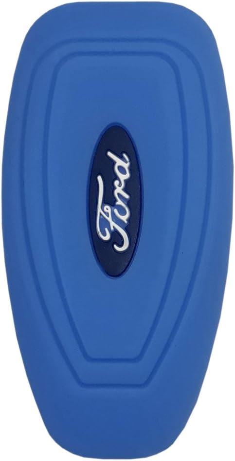 Hanmin Motors Car Smart Key Silicone Case Rubber Cover Fob Skin Protector Compatible with (Ford Mondeo Focus 3 MK3 ST Kuga Fiesta Escape Ecosport Titanium 3 Buttons) Blue 1 PC # 7