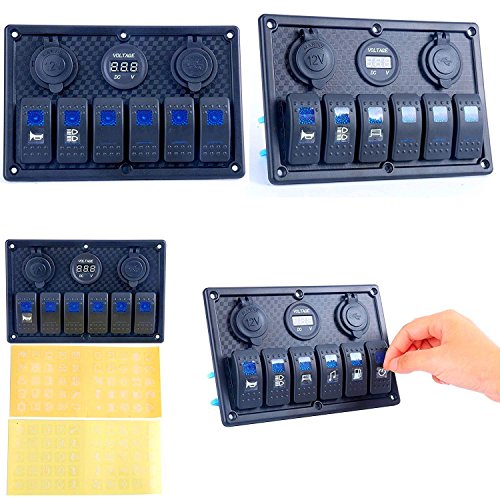 image for DCFlat 5 Pin 4 Gang / 6 Gang Car Marine Boat Circuit RV LED Rocker Swi