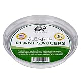YOUniversal Products 5 Pack of 14 Inch Clear Plastic Plant Saucers for Indoor and Outdoor Plants