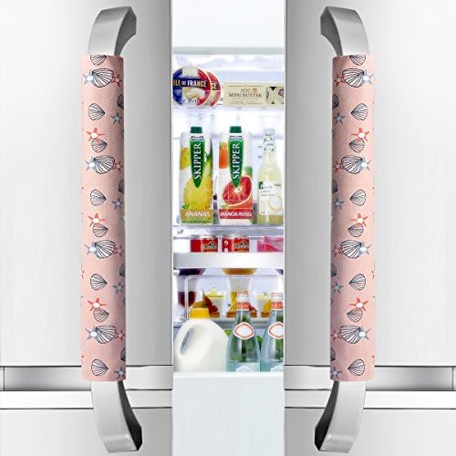Vezfinel Refrigerator Door Handle Covers,Fridge Oven Dishwasher Protectoer,Catch Fingerprints&amp;Smudges Kitchen Appliances Handmade Decoration (Shell)