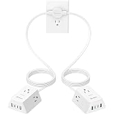 12FT Twin Flat Extension Cord USB C 20W,Split Extension Cord Flat Wall Plug | for Behind Bed Sofa Dorm Office,3 Widely Outlets 2 USB C 2 USB-A,Indoor Extension Cord with Multiple Outlet,Circuit Breaker
