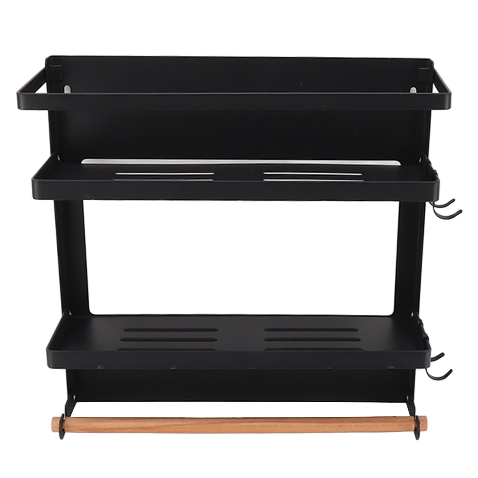 Cocoarm Magnetic Fridge Spice Rack 2-Tier Foldable Shelf for Refrigerator Strong Magnetic Backing Refrigerator Side Shelf Magnetic Fridge Shelf with Paper Towel Holder (30cm high)