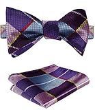 SetSense Men's Plaid Jacquard Woven Self Bow Tie Set