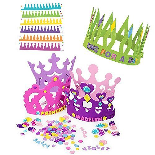 12 Princess Foam Tiara Craft Kits + 12 Prince King Foam Crown Craft