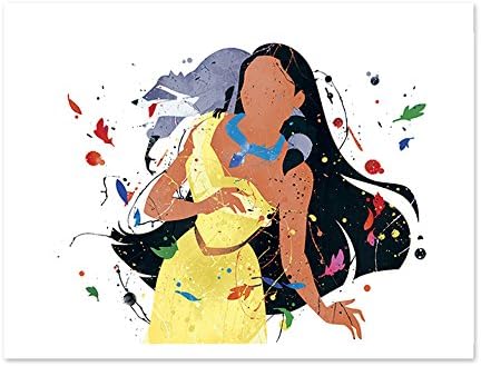 Pocahontas Inspired Princess Watercolor Art Print Wall Poster- 8x10 Painting Paper Print P44
