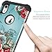 LONTECT Compatible iPhone XR 2018 Case Floral 3 in 1 Heavy Duty Hybrid Sturdy High Impact Shockproof Protective Cover Case for Apple iPhone XR 6.1 Display, Teal/Red Flower