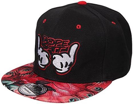 Snapback, Adjustable Peaked Cap, Cap for Men and Women with Various Cool Slogans - Dope Shit Black/Red, Unisex
