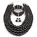 KOSMOS-LI Multi Layer Pearl Strand Necklace Bracelet And Earring Imitate Black Pearl Jewelry Sets For Women