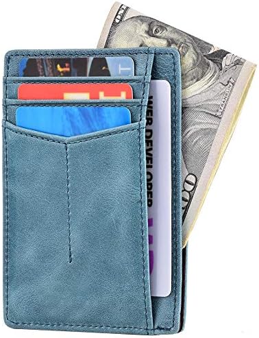 Slim Wallet Front Pocket Minimalist Genuine Leather RFID Blocking Card Holder