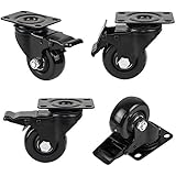 3" Plate Casters, PRITEK Heavy Duty Swivel Caster Wheels with Lockable Top Plate and No Noise Rubber Base Ball Fit for Home or Office Table Cabinet Shelves (bearing 200lbs each, set of 4)