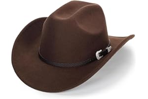 Quxyxso Western Cowboy Hat for Women Men Small Short Wide Brim Beach Cowgirls Cattleman Cowboys Hats Brown