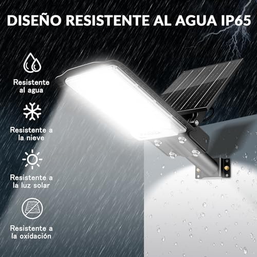 FASENZA Lámpara Solar Exterior: 3000LM, 6500K, Batería 6000mAh, Carga 6h para 12h Iluminación, 3 Modos de Sensor Radar, IP65, Garaje, Almacén, Granero, Jardín, Patio y Terraza, 2 Años de Garantía