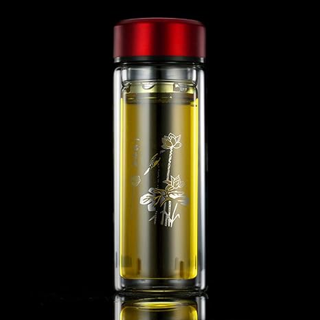 Amazon 男女兼用 贈り物 直飲み 水筒 ボトル 透明 二重ガラス ボトル ガラス水筒 ケータイマグ 茶こし付き 耐熱ガラス グラマーレッド300ml 水筒 マグボトル オンライン通販