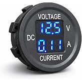 MGI SpeedWare 2-in-1 Digital Voltmeter Ammeter 12V DC LED Display &ndash; Voltage &amp; Current Gauge for Car, Truck, Boat, RV, Marine (Blue)