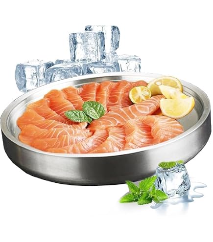 Service Froid Sashimi Plateau De Service Réfrigéré Sharplace - Acier Inoxydable - 24cm - Pour Sashimi, Fruits De Mer Plateau Sushi Froid