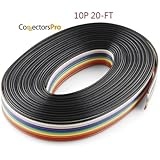 Pc Accessories - Connectors Pro 20 Feet IDC 10P 1.27mm Rainbow Color Flat Ribbon Cable 10 Conductors for 2.54mm Connectors 20-ft Pack