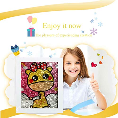QIAONIUNIU Diamond Painting Kits for Kids, Easy Dot Art Crafts for Beginners Animals Giraffe with Frame - Thumbnail 7
