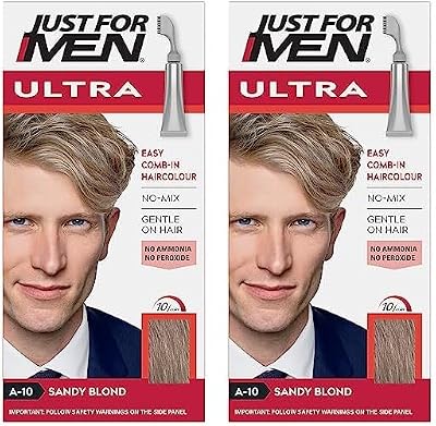 Just For Men Ultra Sandy Blonde Hair Colour Dye A10 No Mix Comb-In 2 Pack