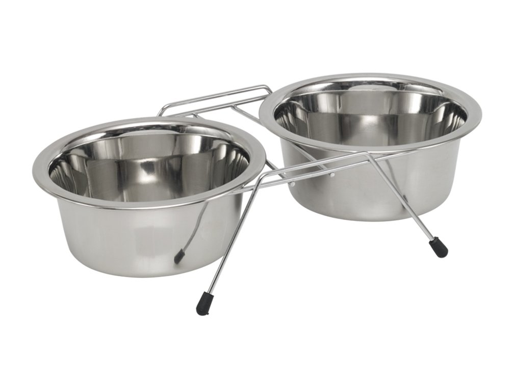 Nobby Double Diner Chrome with 2 Bowls, 0.35 Litre, 13 cm