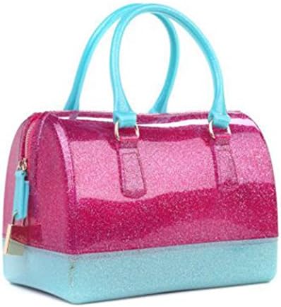 Small Ants The New Medium Jelly Bags Of Candy Color Transparent Crystal Handbag Handbag Women's Package (Blue And Red)