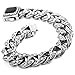 INBLUE Men's Stainless Steel Enamel Bracelet Link Wrist Silver Tone Black Flower