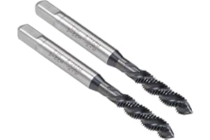 Boxonly Spiral Flute Thread Tap M5 x 0.8mm, for Processing Blind Holes and Sticky Materials, HSS Nitriding Coated, H2 Tolerance, Metric Machine Threading Tap Screw Thread Tapping Tool, 2pcs