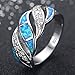 Junxin 925 Sterling Silver Wave Hollow Ring,Women and Man Wedding Engagement Promise Rings,Blue Cz rings to Show You Unlimited Beauty and Self confidence(Size 9)