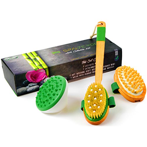 Cellulite massager and remover brush mitt set - anti ce…