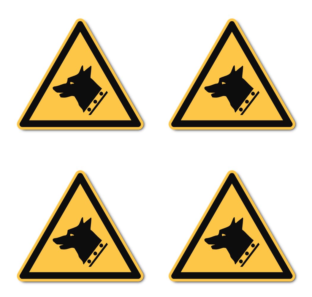 Warnung vor Guard Dogs W013 - DIN EN ISO 7010 / ASR A1.3 - Stickers: Diameter 10 cm, Pack of 4