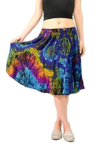 Orient Trail Women's Island Cruise Tie Dye Knee Length Skirt M/L Crab Purple