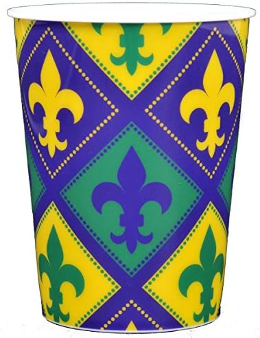 Mardi Gras Party Cup (Fleur di Lis, Carnival, 16 oz. Plastic Souvenir Favor Cup) by Havercamp