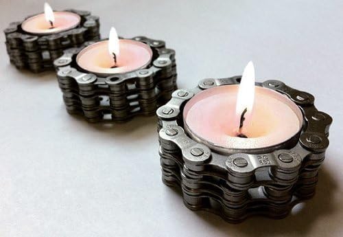 Bike Chain Tea Light Candle Holders Set of 2 by Resource Revival